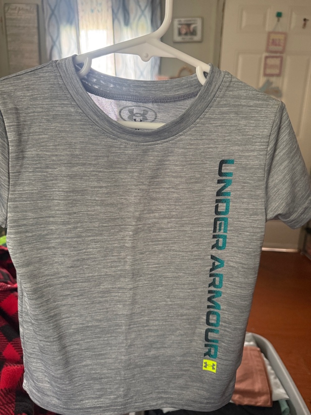 Under Armour Gray Short-Sleeve Tee with Teal Logo